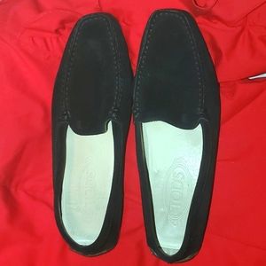 Tod's Gommini Black Suede Slip on Penny Driving Loafers